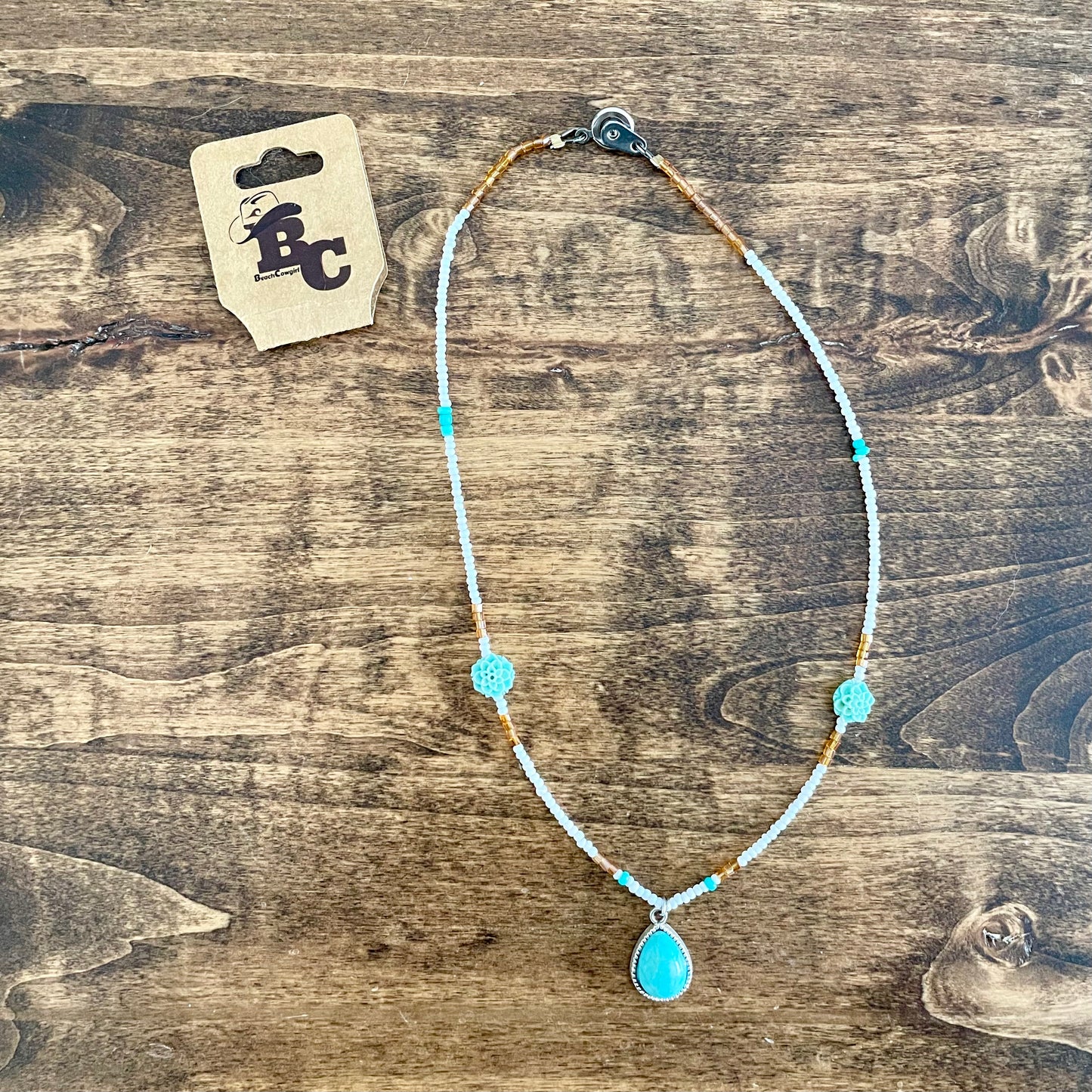 Turquoise and Flower Necklace