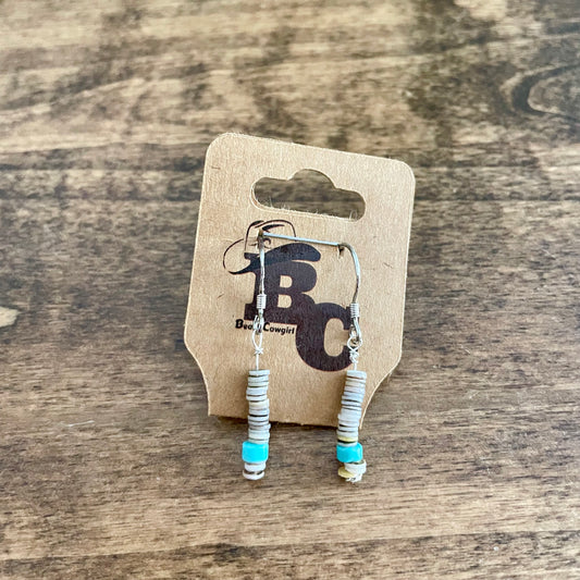 Turquoise and Green Shell Earrings