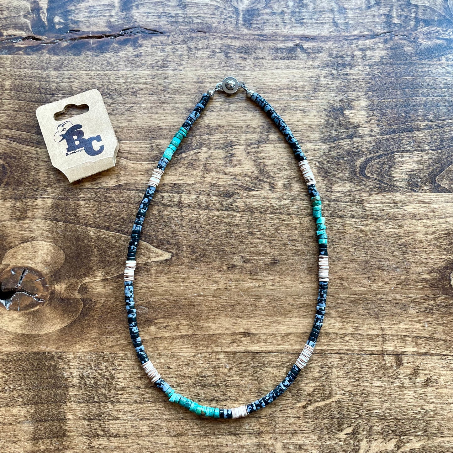 Turquoise, Pen Shell & Halite Necklace