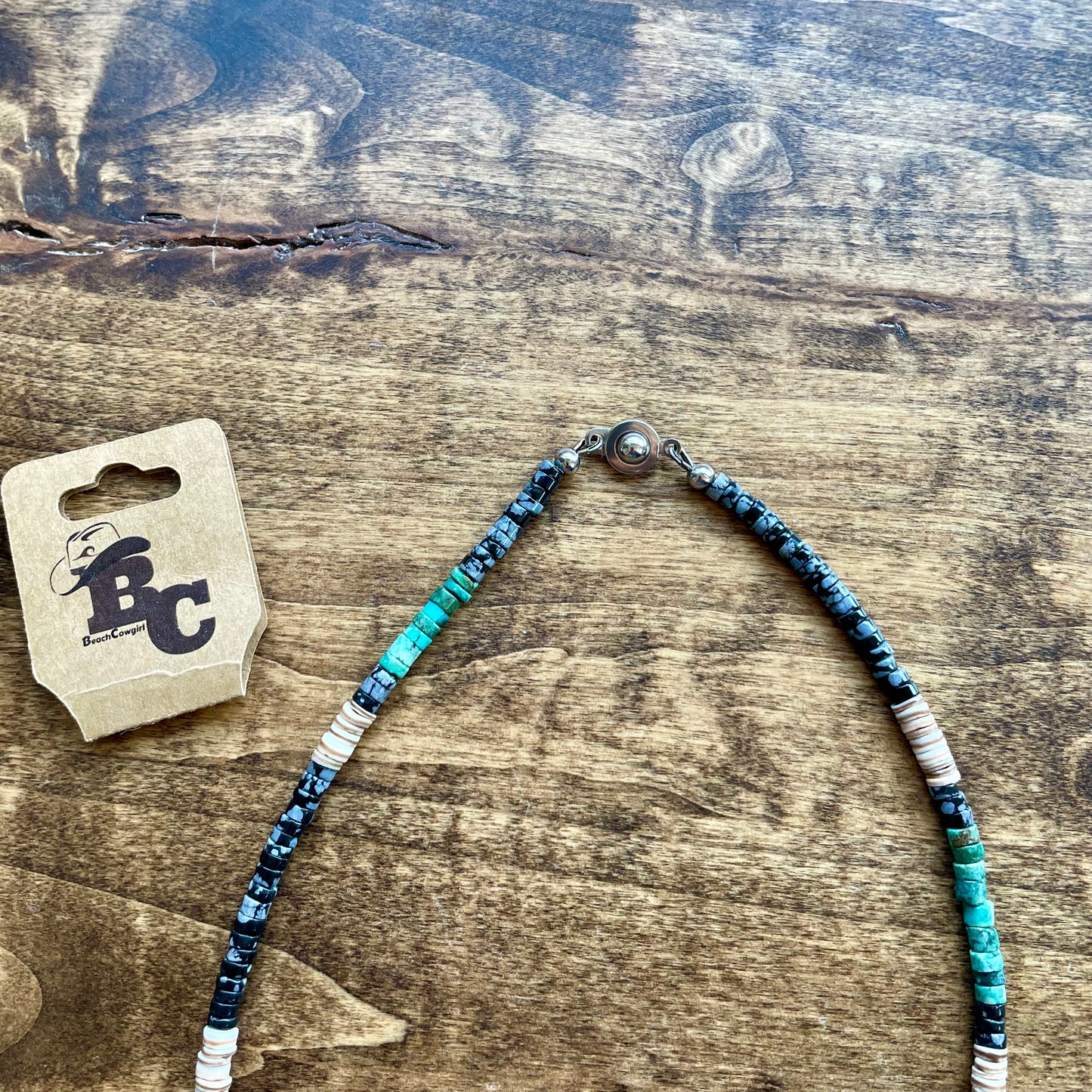 Turquoise, Pen Shell & Halite Necklace