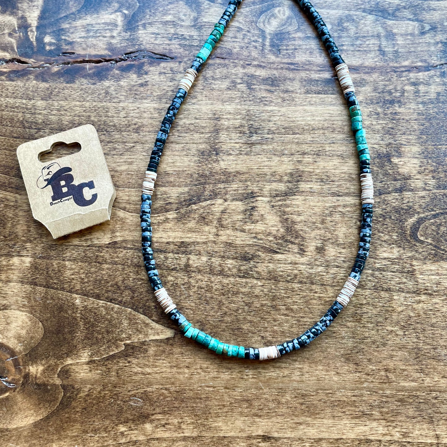 Turquoise, Pen Shell & Halite Necklace