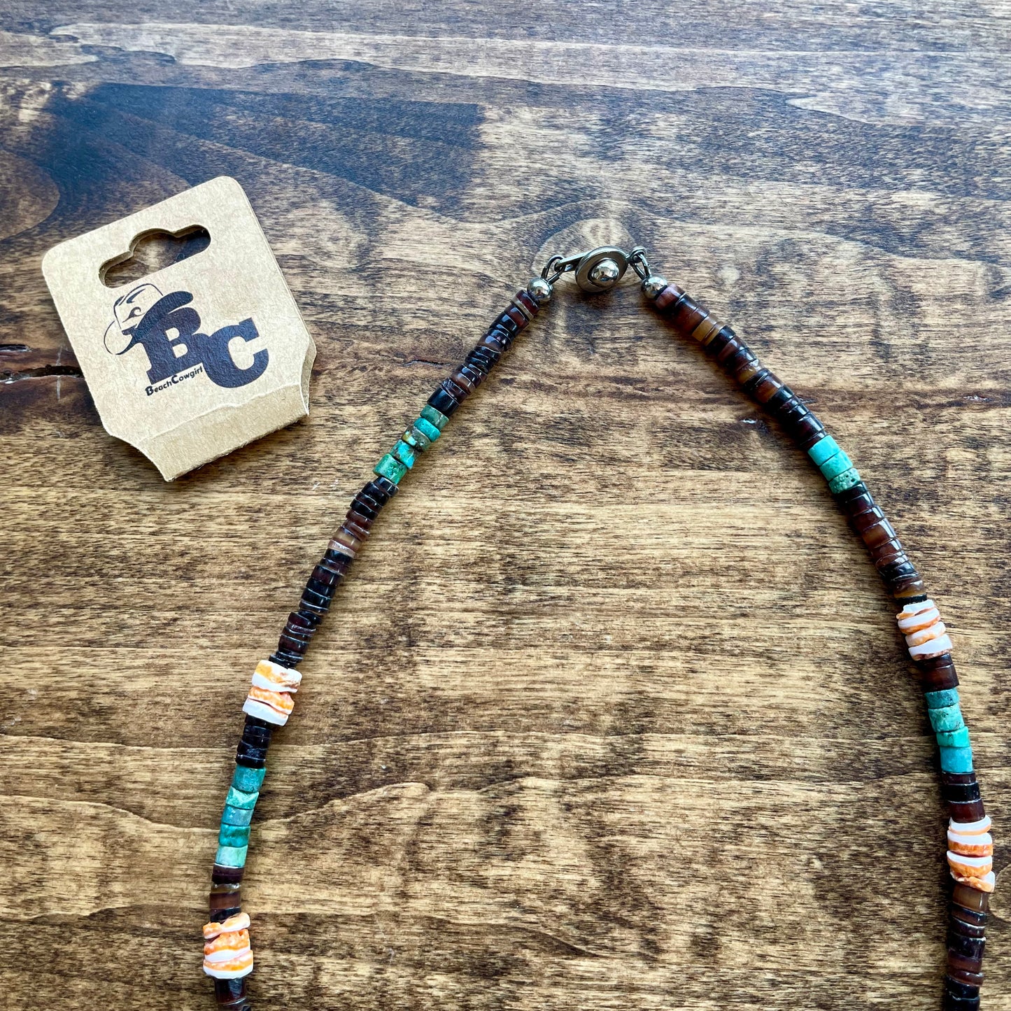 Turquoise, Fire Oyster & Pen shell Necklace